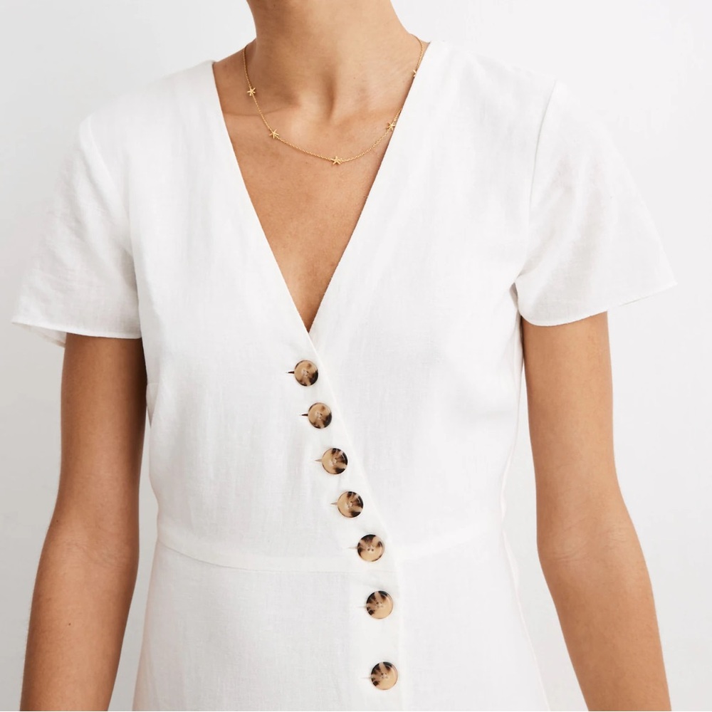 Madewell Linen-Blend Button-Wrap Midi Dress - Lighthouse (6) - Picture 3 of 8